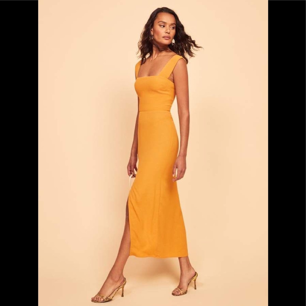Reformation Graciella Dress - Mustard Yellow